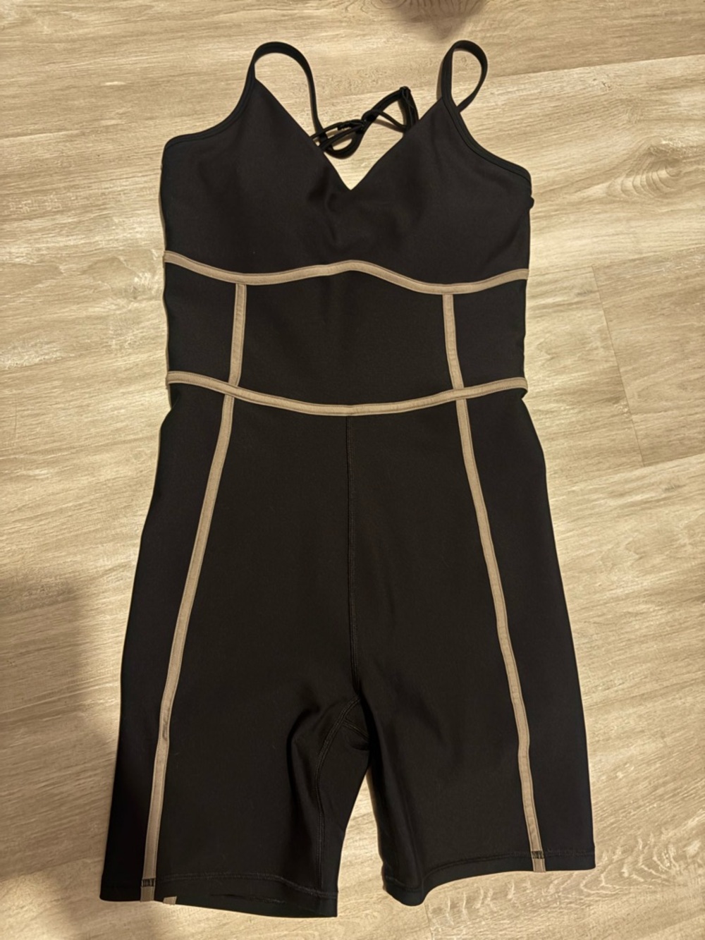 Abercrombie & Fitch Black Romper with Tan Piping